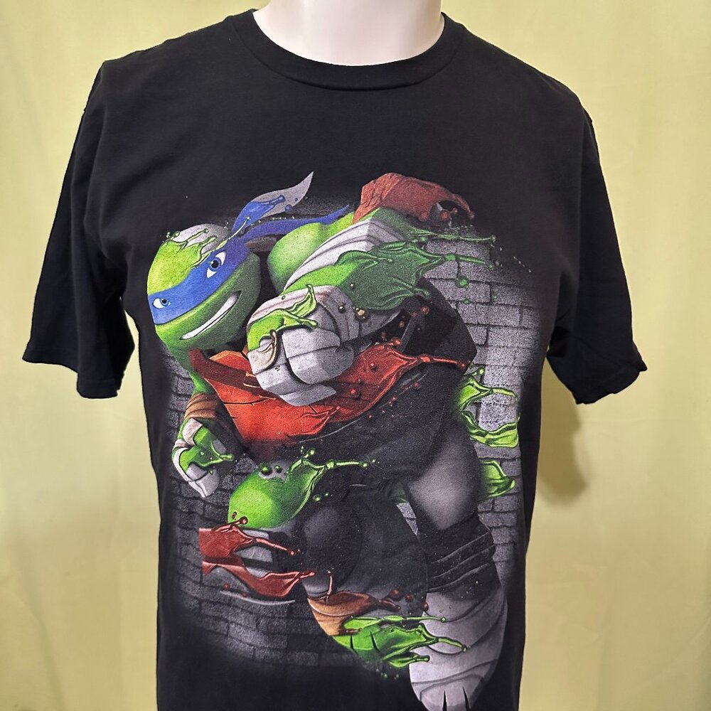 Leonardo Teenage Mutant Ninja Turtles Men's Black T Shirt Medium Port & Company